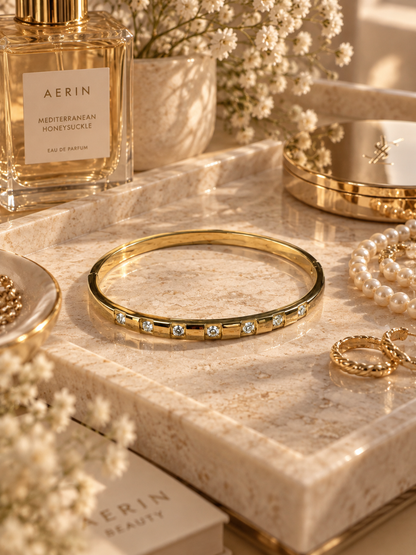 Kensington Bangle: Gold & Silver Crystal Bangle