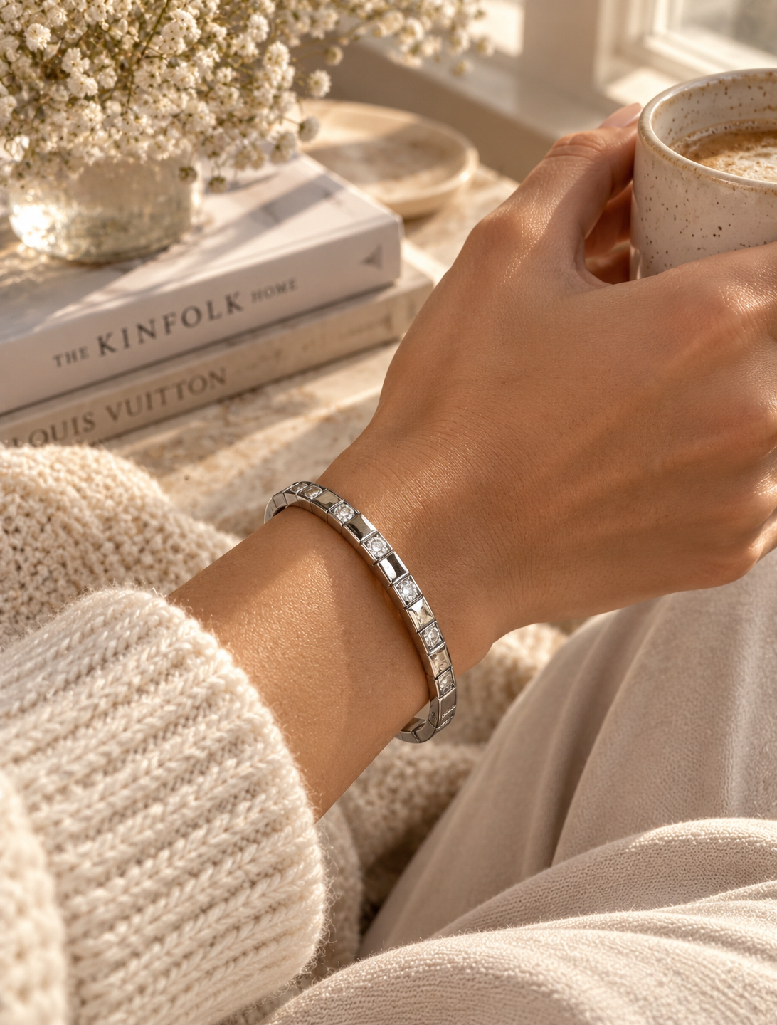 Kensington Bangle: Gold & Silver Crystal Bangle