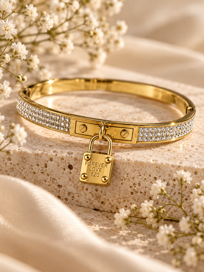 Amour Bangle, Gold Padlock Bangle