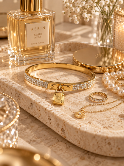 Amour Bangle, Gold Padlock Bangle