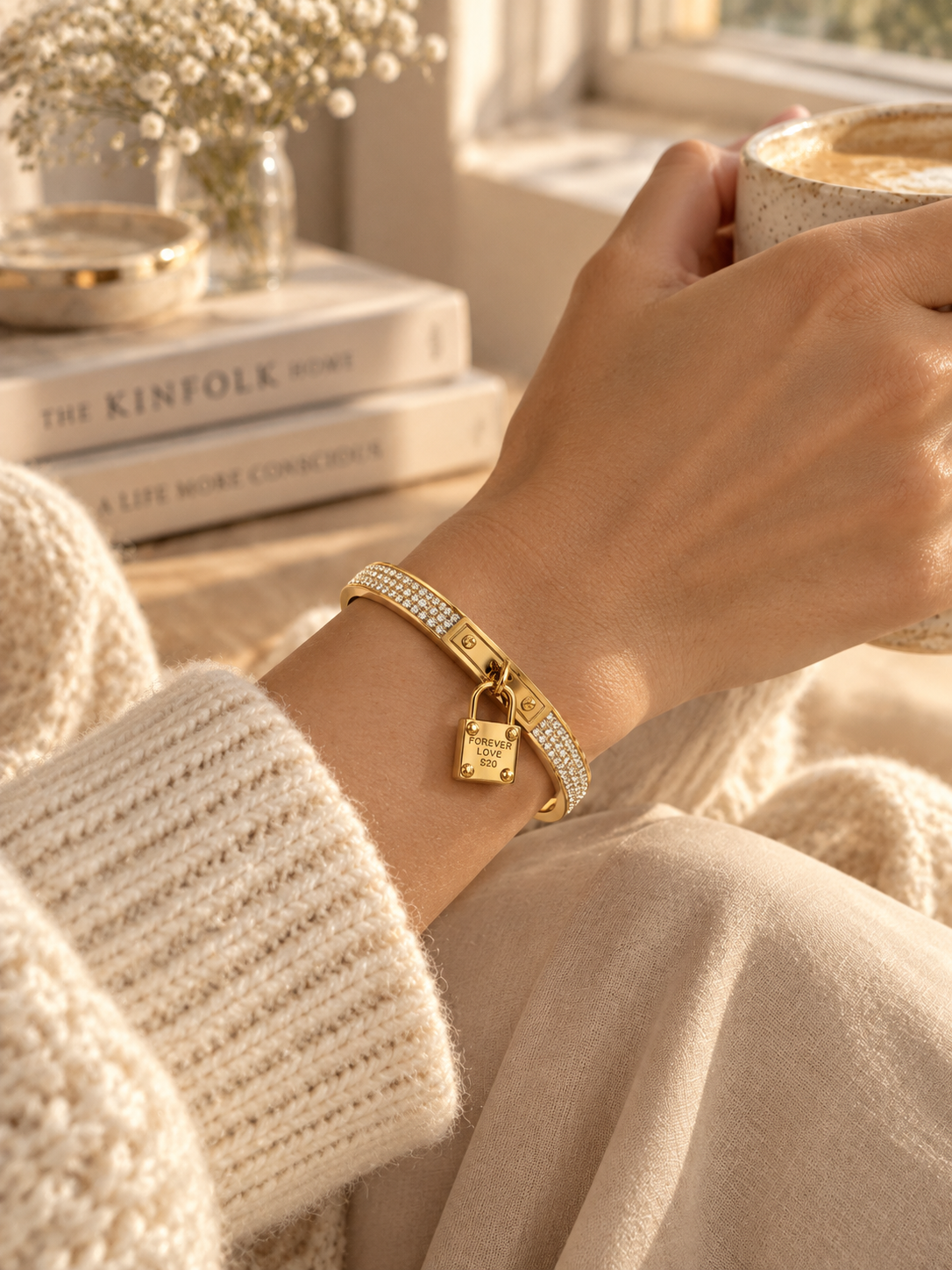 Amour Bangle, Gold Padlock Bangle
