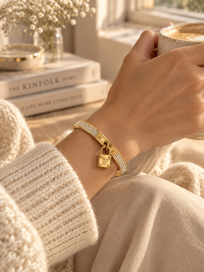 Amour Bangle, Gold Padlock Bangle