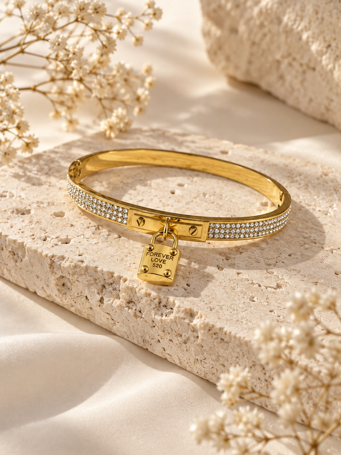 Amour Bangle, Gold Padlock Bangle
