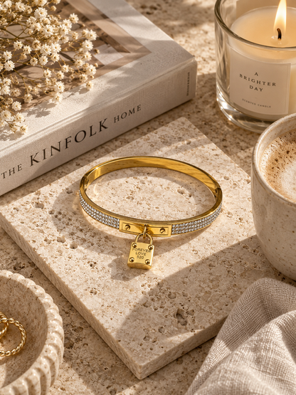 Amour Bangle, Gold Padlock Bangle