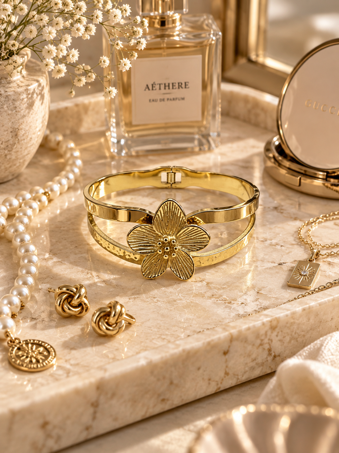 Magnolia Bangle, Floral Statement Bangle