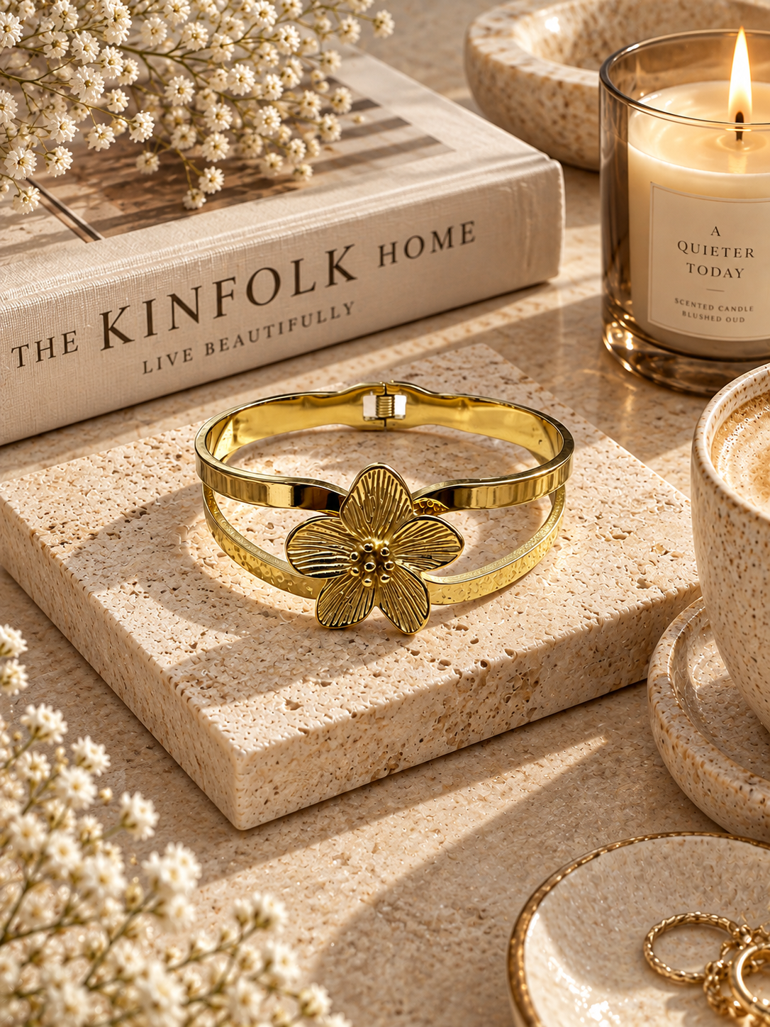 Magnolia Bangle, Floral Statement Bangle