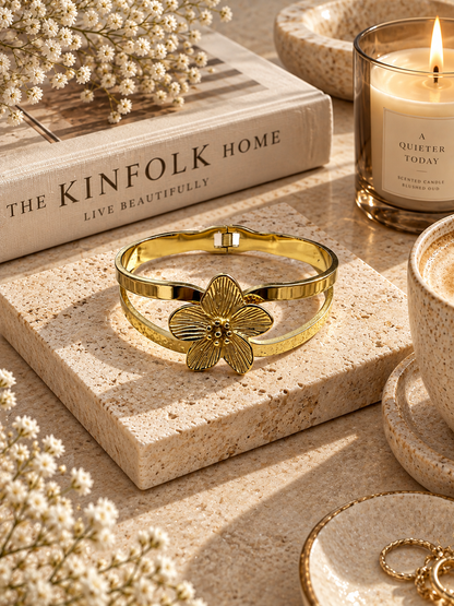 Magnolia Bangle, Floral Statement Bangle