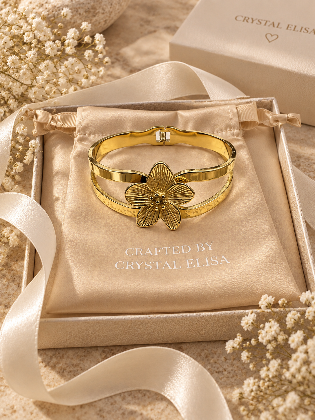 Magnolia Bangle, Floral Statement Bangle