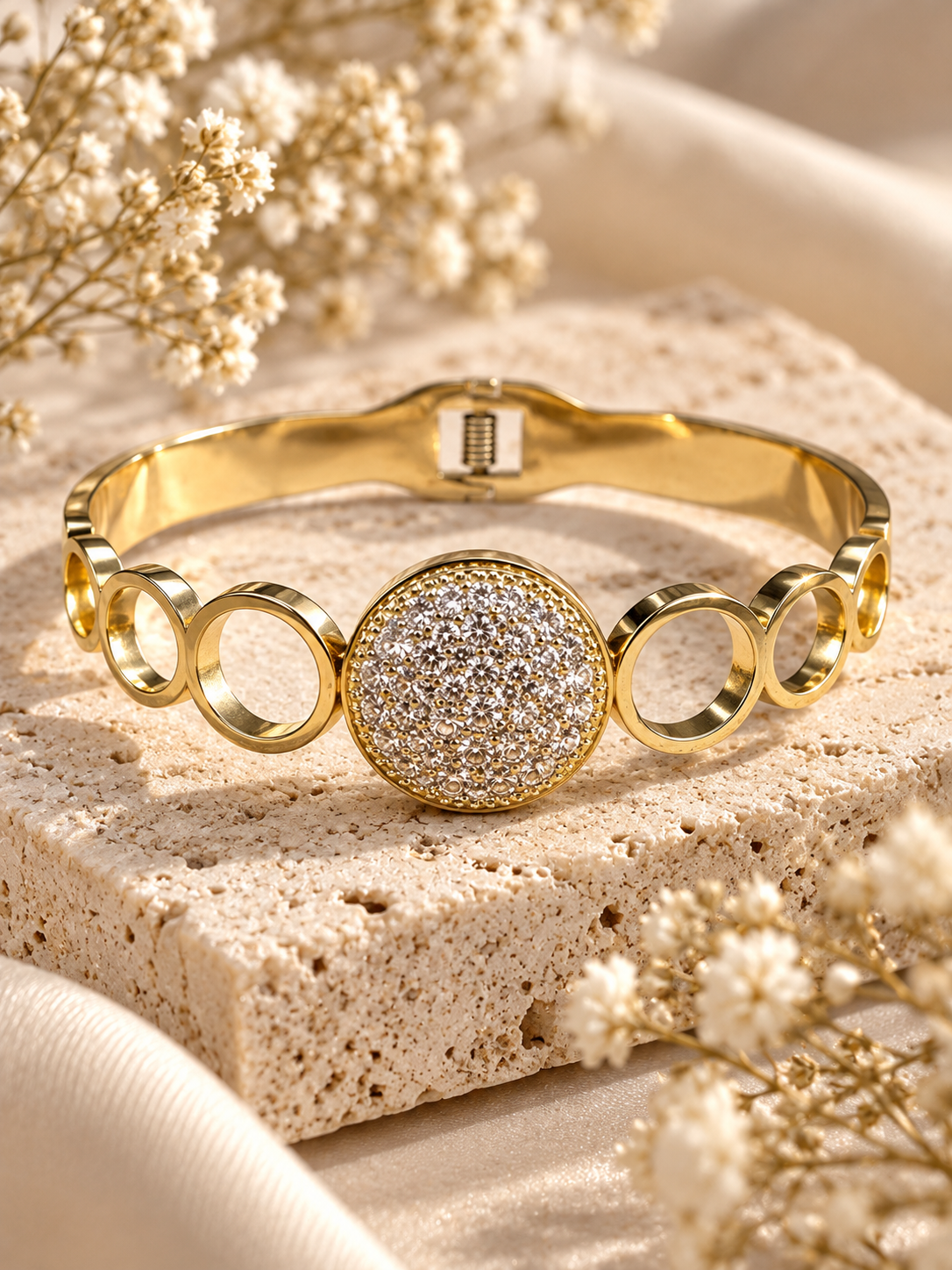 Bloom Bangle, Crystal Circle Statement Bracelet