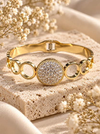 Bloom Bangle, Crystal Circle Statement Bracelet