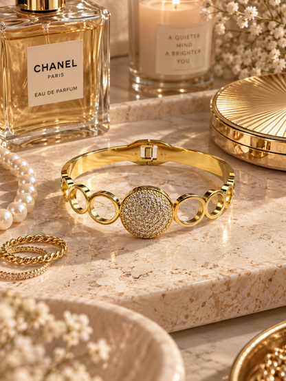Bloom Bangle, Crystal Circle Statement Bracelet
