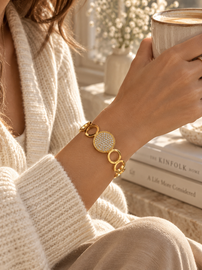 Bloom Bangle, Crystal Circle Statement Bracelet