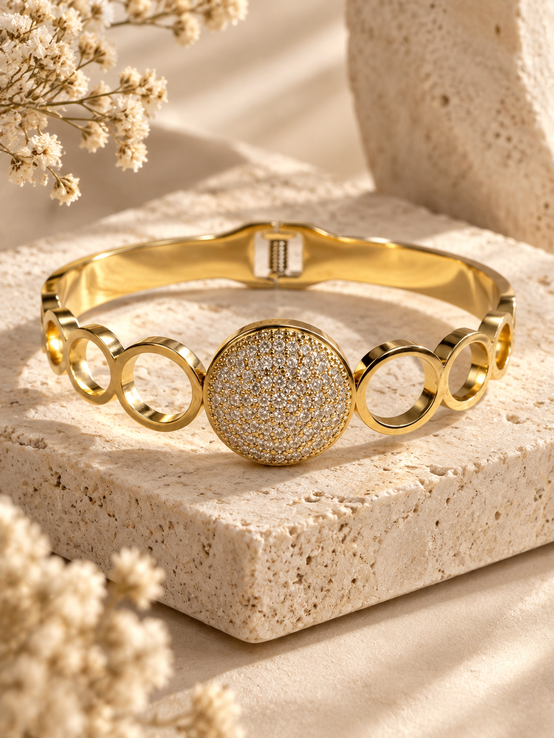 Bloom Bangle, Crystal Circle Statement Bracelet