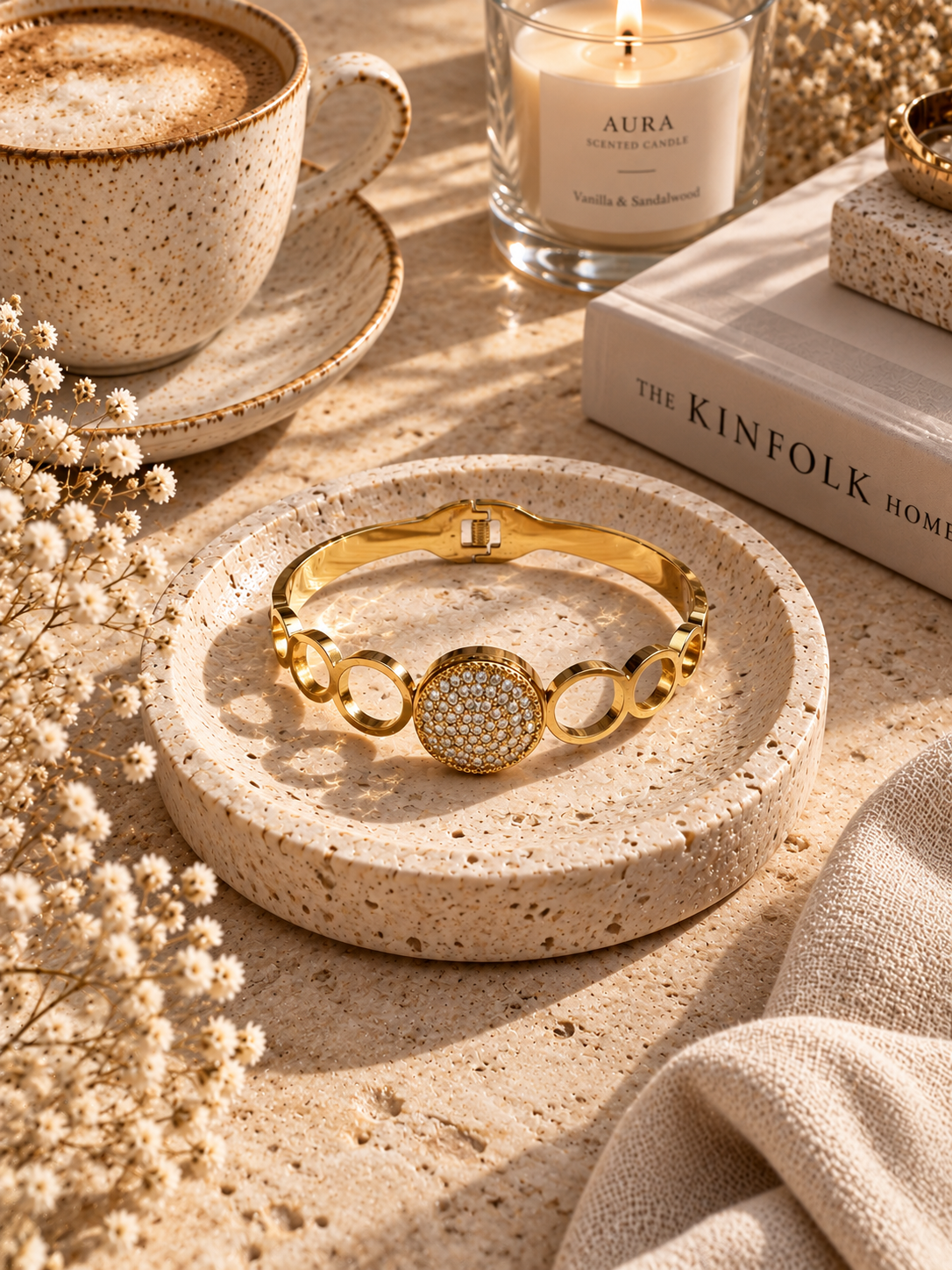 Bloom Bangle, Crystal Circle Statement Bracelet