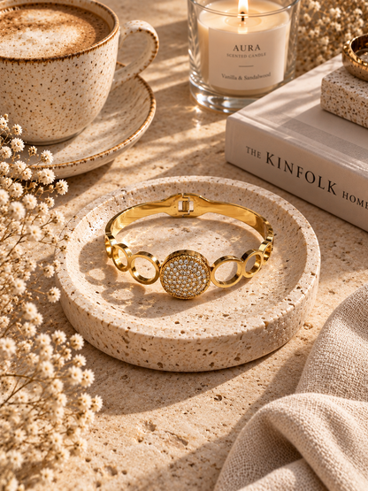 Bloom Bangle, Crystal Circle Statement Bracelet