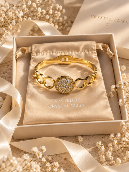 Bloom Bangle, Crystal Circle Statement Bracelet