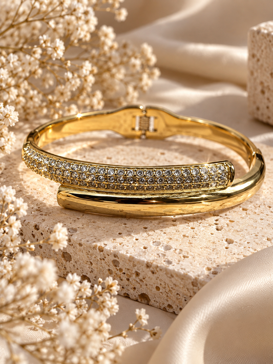 Briar Bangle, Gold Crystal Crossover Bangle