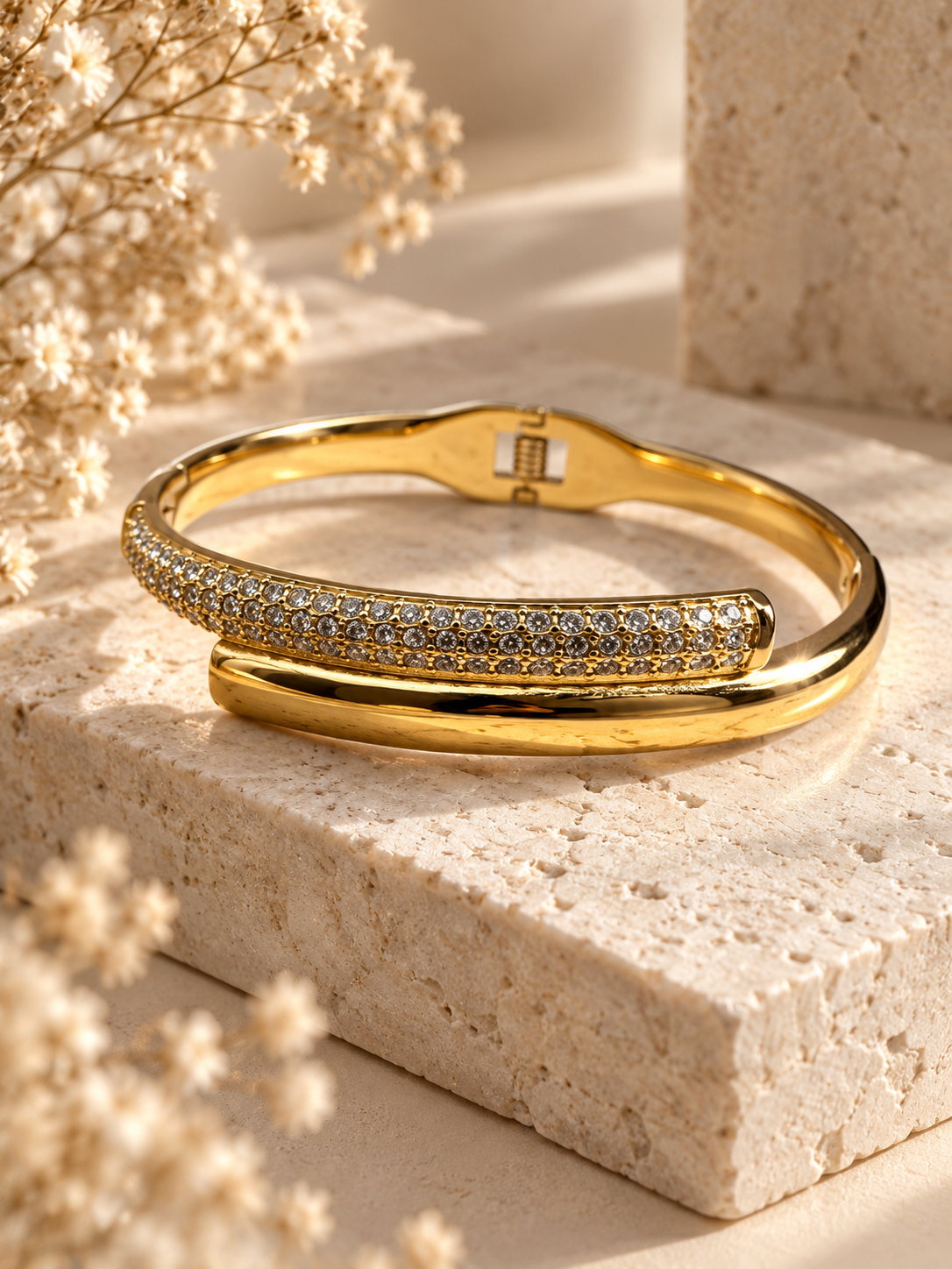 Briar Bangle, Gold Crystal Crossover Bangle