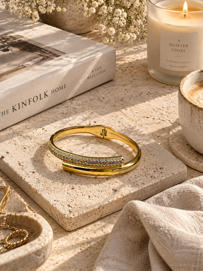 Briar Bangle, Gold Crystal Crossover Bangle