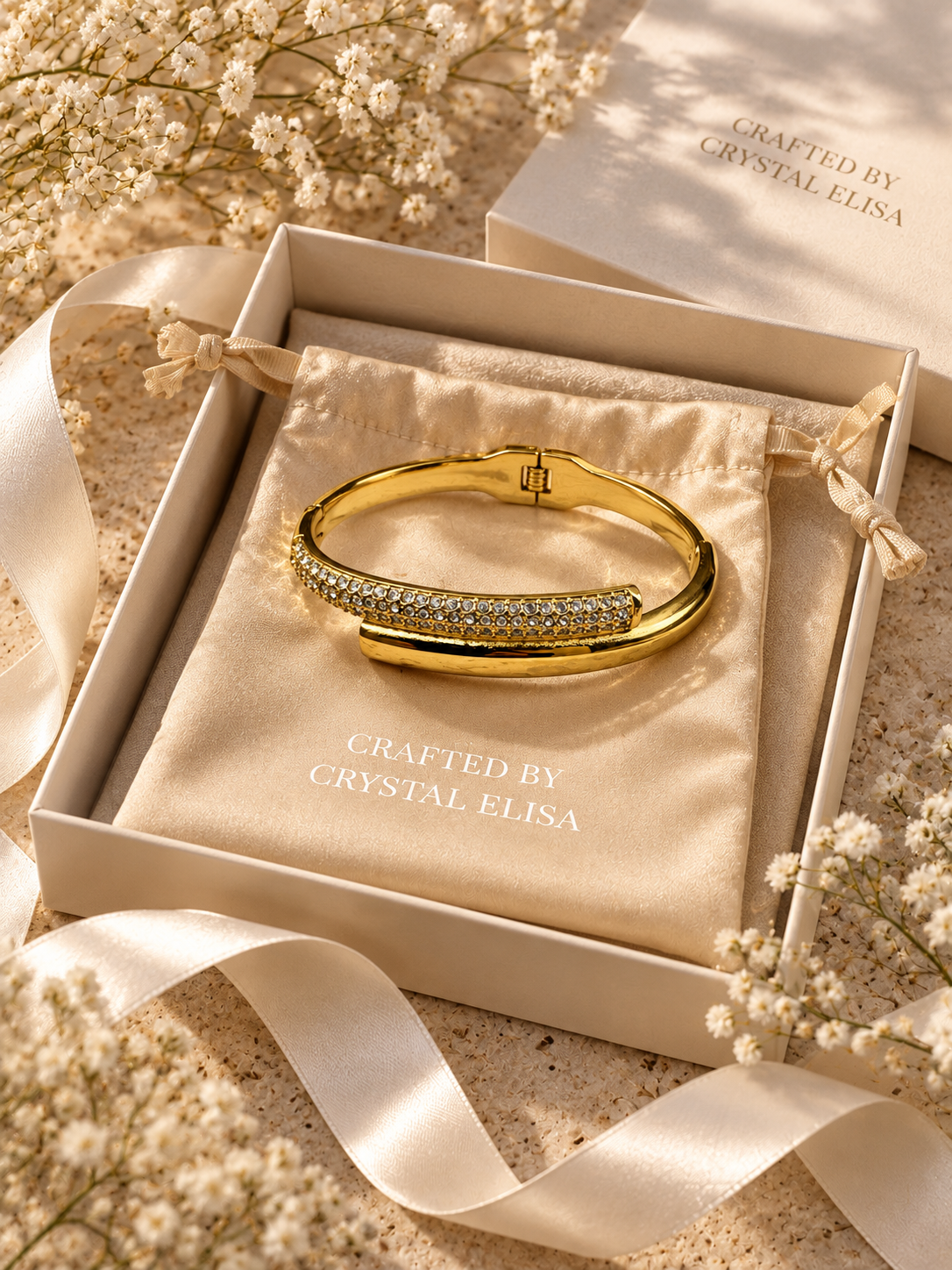 Briar Bangle, Gold Crystal Crossover Bangle