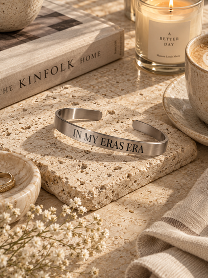 Amara Bangle, Personalized Engraved Cuff Bracelet