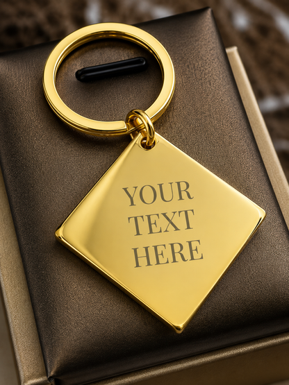 The Diamond Signature Keychain, Custom Engraved Diamond Keychain with Name or Photo