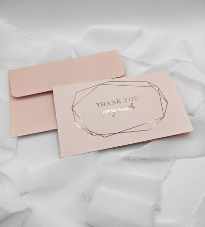 Set of 5, 5"x3" Foil Thank You Cards