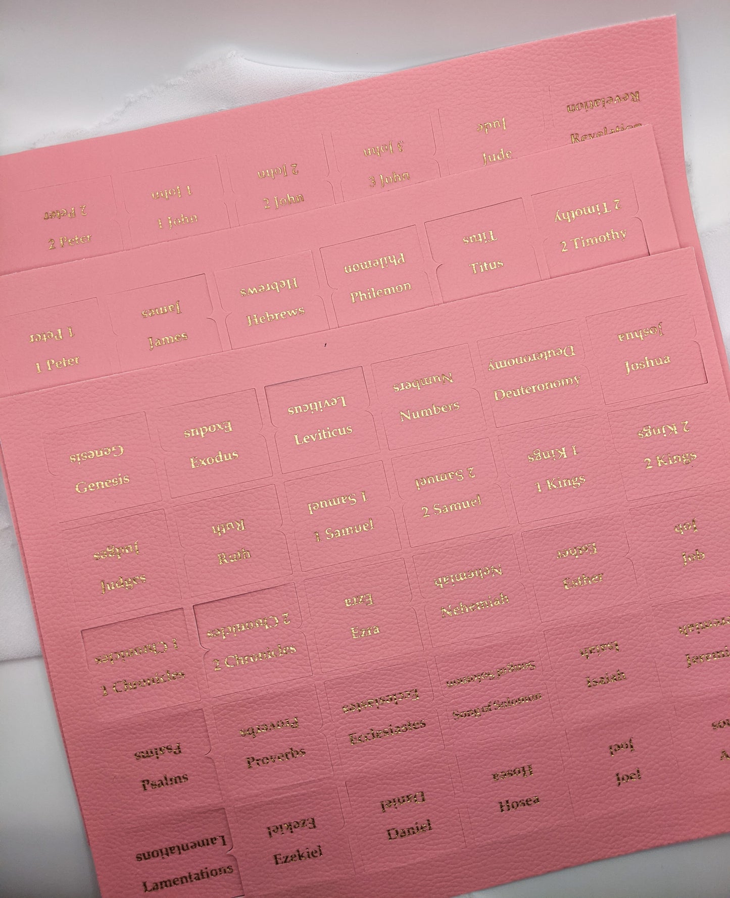 66 Faux-Leather Pink Bible Tabs