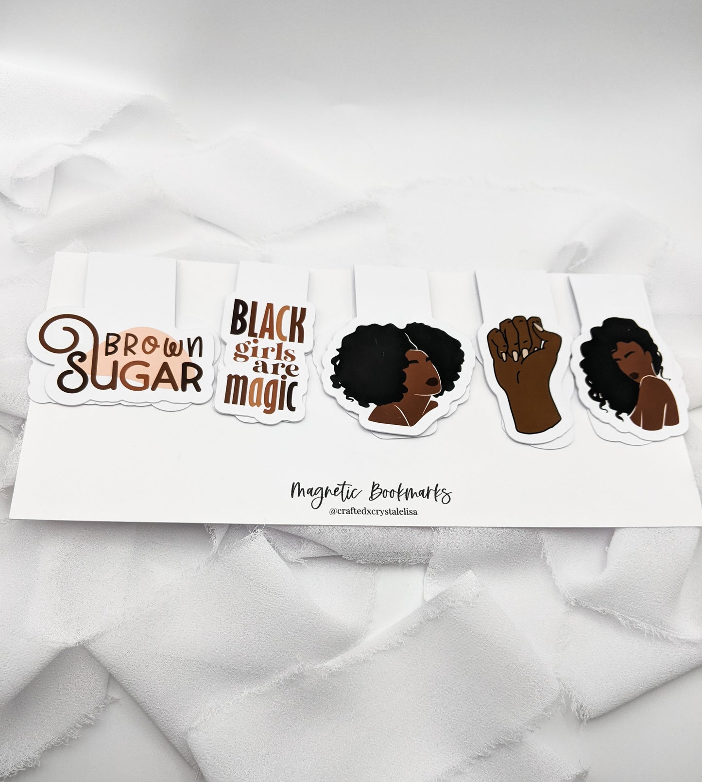 Set of 5, Black Queen Magnetic Bookmark Pack