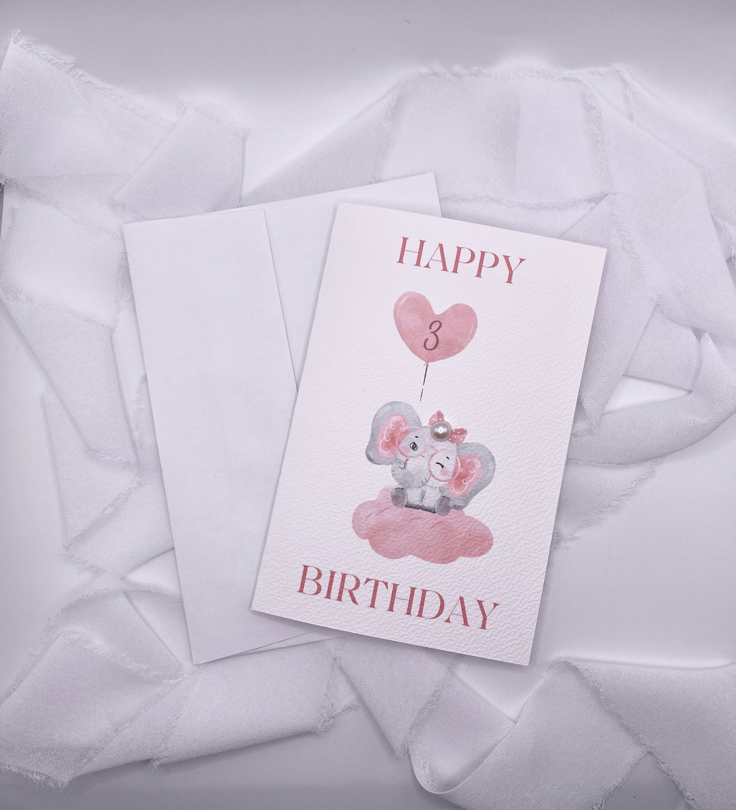 4”x6” Custom Pink Elephant Birthday Card