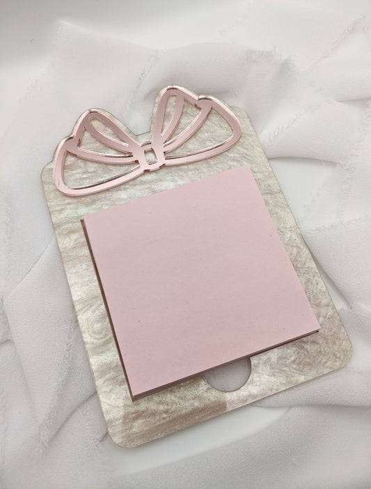 Acrylic Bow Post-It Holder, Desk Organizer, Personalized Office Decor