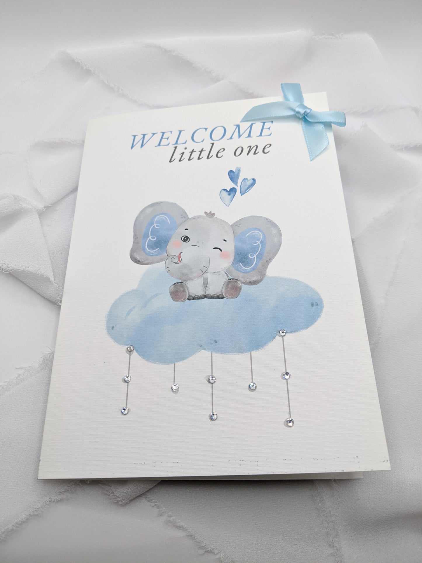 5"x7" Newborn Baby Blue Elephant Card