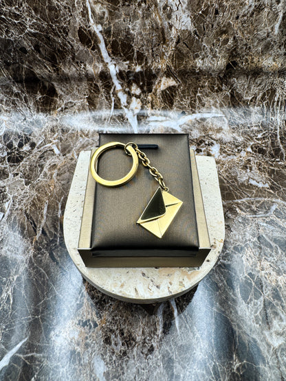 The Golden Message Custom Keychain, Personalized Gold Engraved Keychain (0.5”x3”)