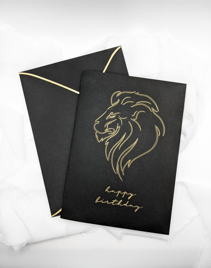 5”x7” Black Lion Happy Birthday Foil Card