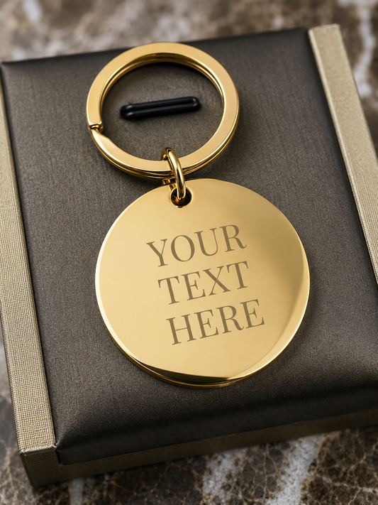 The Halo Signature Keychain, Custom Engraved Circle Keychain with Name or Photo