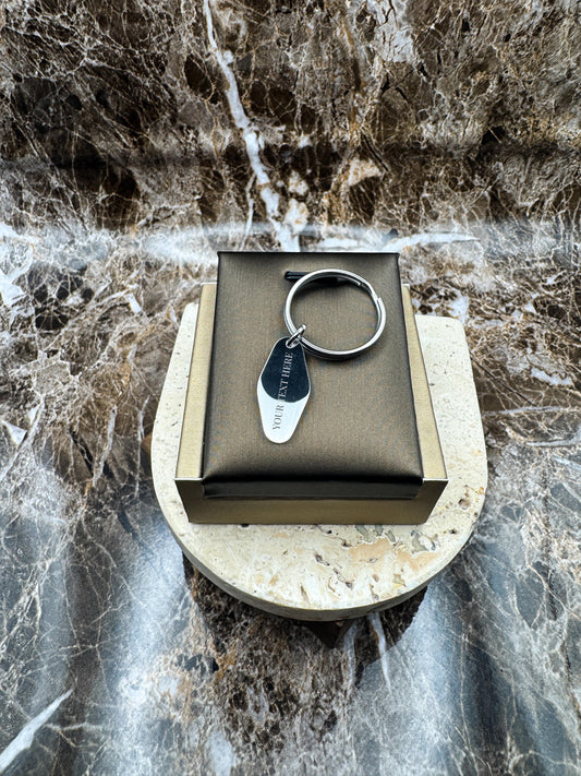 The Silver Wave Custom Keychain, Personalized Silver Engraved Keychain (0.45”x1”)