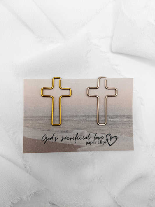 Set of 2, God's Sacrificial Love Cross Paper Clips