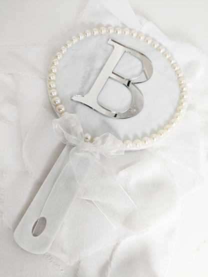 Custom Initial Bride Hand Mirror, Personalized Wedding Gift