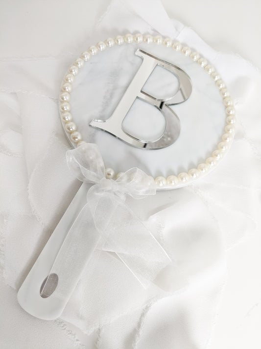Custom Initial Bride Hand Mirror, Personalized Wedding Gift
