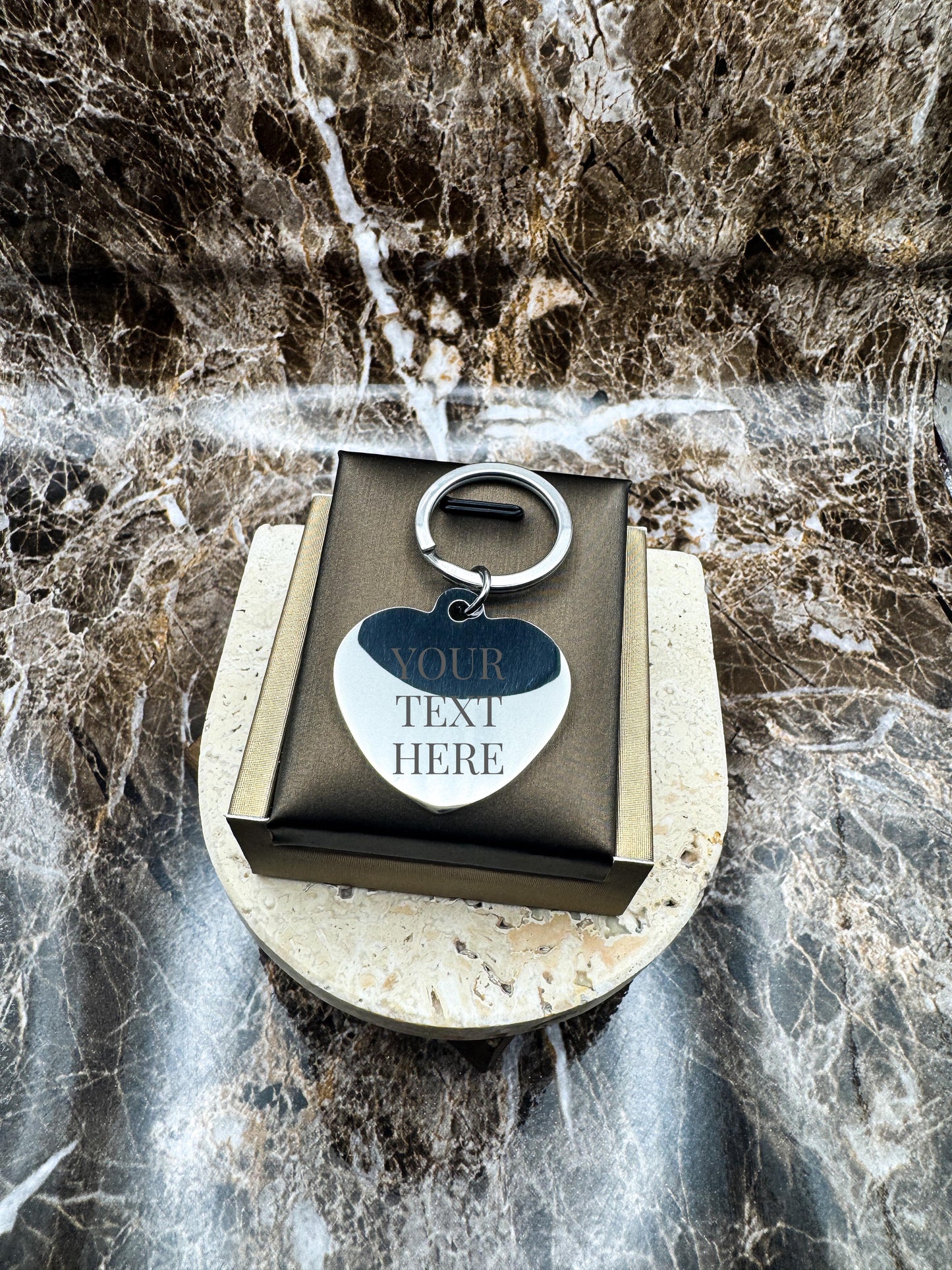 Sweetheart Silver Custom Keychain, Personalized Silver Engraved Keychain (1.3”)
