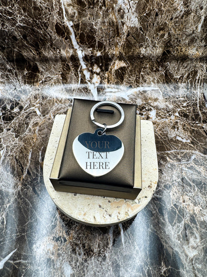 Sweetheart Silver Custom Keychain, Personalized Silver Engraved Keychain (1.3”)