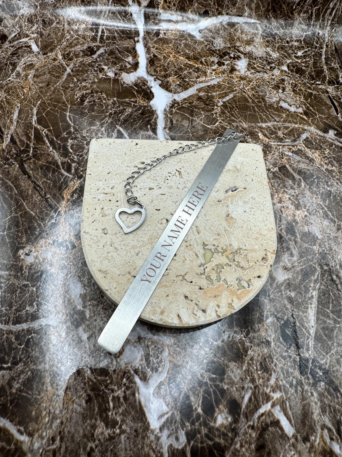 The Sterling Script Custom Bookmark, Personalized Stainless Steel Metal Bookmark (5” x 0.4”)