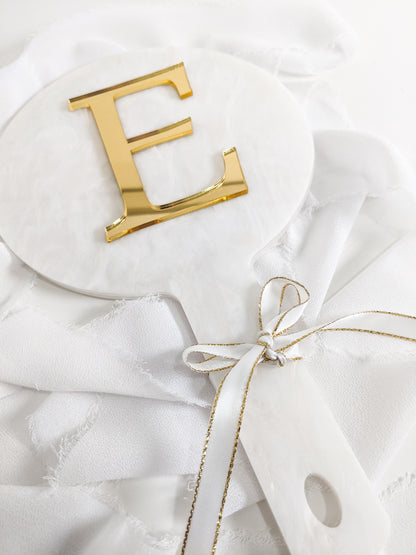 Custom Initial Acrylic Hand Mirror, Personalized Circle Vanity Mirror