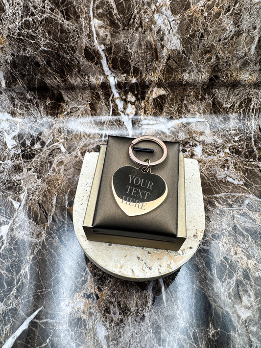 Sweetheart Rose Gold Custom Keychain, Personalized Rose Gold Engraved Keychain (1.3”)
