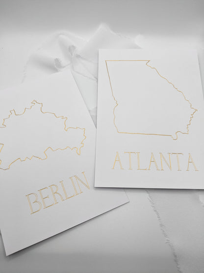 Geometric Foil Map Art Prints