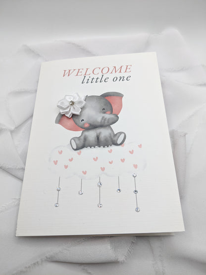 5"x7" Newborn Baby Pink Elephant Card