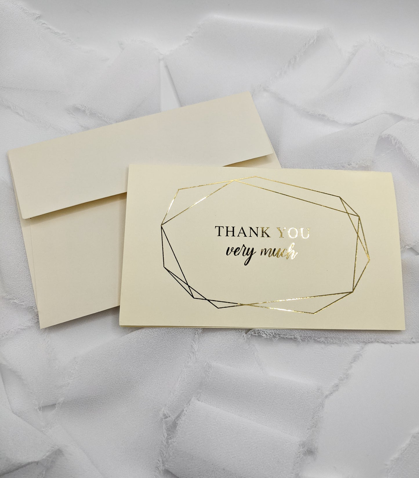 Set of 5, 5"x3" Foil Thank You Cards