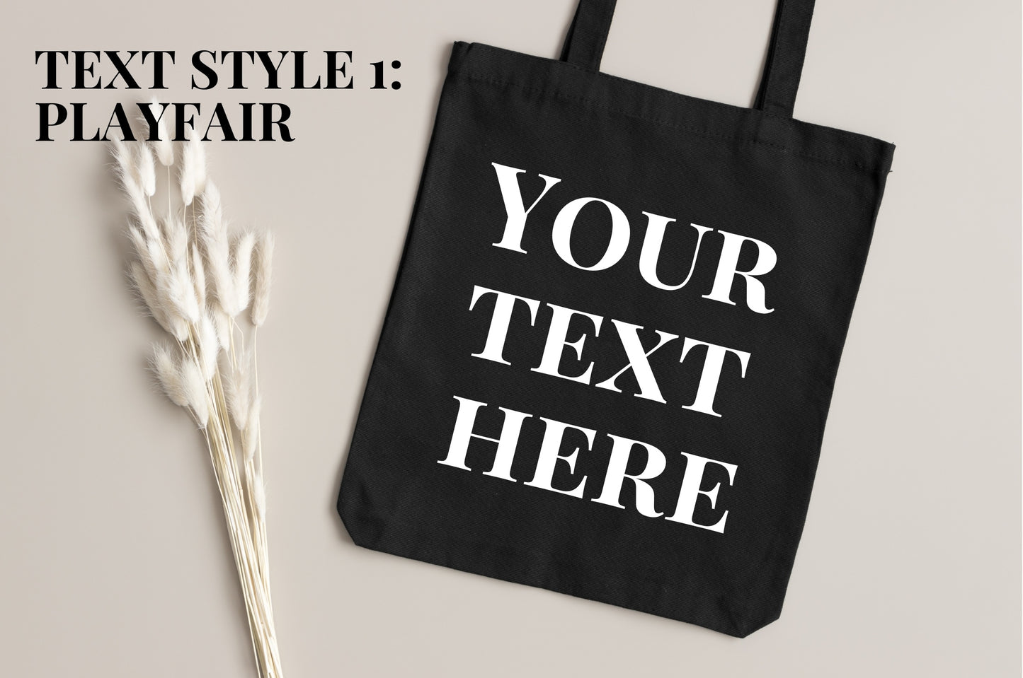 Custom Black Tote Bag, Personalized Reusable Tote