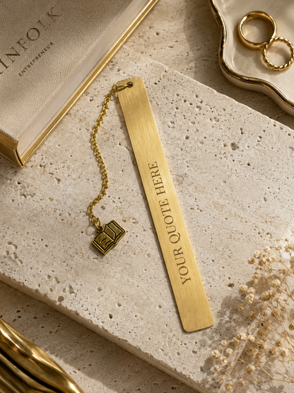 Personalized Metal Bookmark, Custom Engraved Bookmark, | Gift for Book Lovers, Gold or Silver Bookmark (5” x 0.4”)