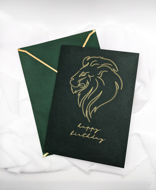 5”x7” Green Lion Happy Birthday Foil Card